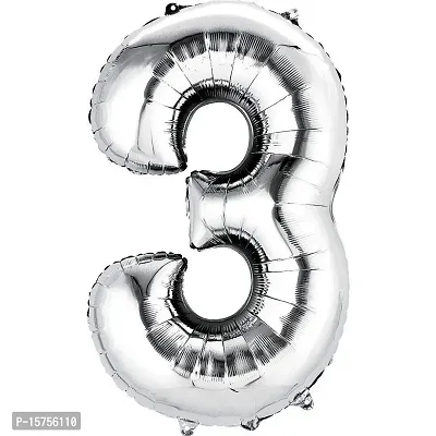 Party Booms Numbers Foil Balloon Silver (16inch) , Birthday Party Supplies , Party Foil Balloon - Large/ Kids Party Supplies , Theme Birthday Party , Foil Balloons , Birthday Balloons (3)-thumb0