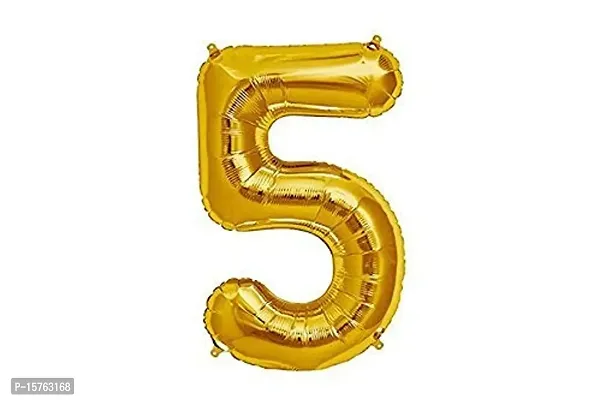 Party Booms Numbers Foil Balloon Gold (16inch) , Birthday Party Supplies , Party Foil Balloon - Large/ Kids Party Supplies , Theme Birthday Party , Foil Balloons , Birthday Balloons (5)