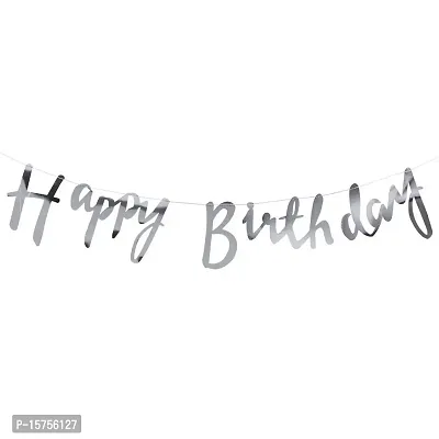 SCORIA Happy Birthday Silver Cursive Banner