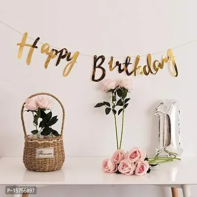 SCORIA 1st Blush Theme Gold Happy Birthday Letters Banner Decorations Foil Banners for Kids-thumb0