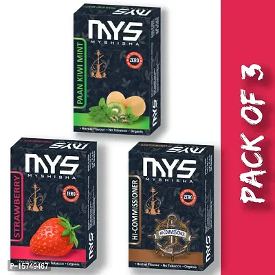 MYSHISHA Herbal Hookah (100% Nicotine and Tobacco Free) Paan Kiwi Mint, Strawberry, Hi-Commissioner (150gm)-thumb2