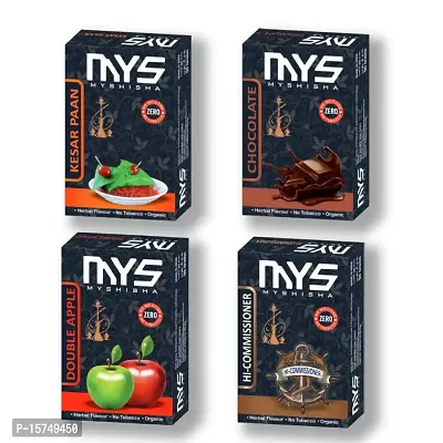 MYSHISHA Premium Quality Herbal Hookah (100% Nicotine and Tobacco Free) Kesar paan, Chocolate, Double Apple, Hi-Commissioner (200gm)