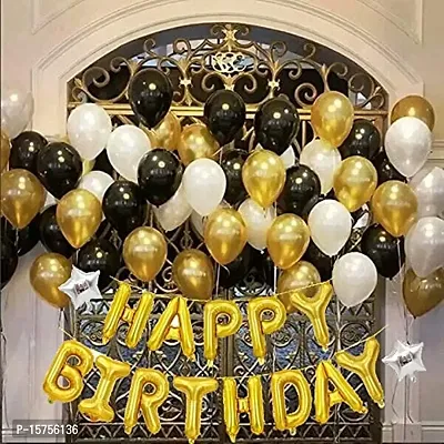 SCORIA Happy Birthday Decoration Kit-45 pcs Happy Birthday Foil Balloons  Black Golden Balloons With Stars Shapes Balloons Happy Birthday decorations for home