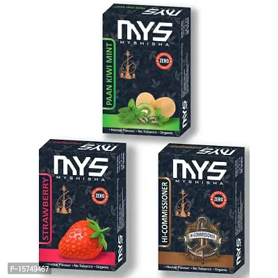 MYSHISHA Herbal Hookah (100% Nicotine and Tobacco Free) Paan Kiwi Mint, Strawberry, Hi-Commissioner (150gm)