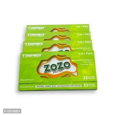 SCORIA ZOZO WHITE SLIM KING SIZE ROLLING PAPER (GREEN) PACK OF 4-thumb0