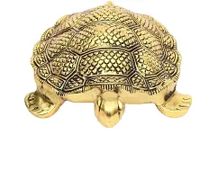 Feng Shui Gold Plated Turtle || Vastu Tortoise Original Turtle Peace  Prosperity || Good Luck Charm Gold Turtle || Turtle with Plate-12 CM-thumb1