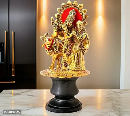 Gold Plated Radha Krishna ji Jugal Jodi Murti for Home Mandir Temple Showpiece Idol Statue Gifts Home Decor Temple Pooja Golden
