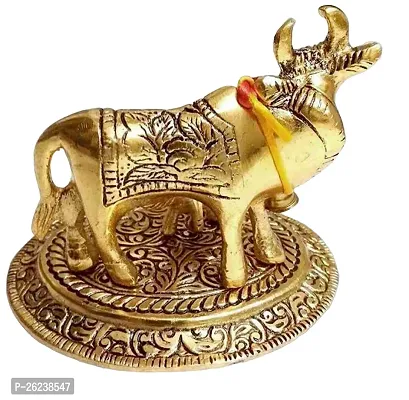 Metal  Cow and Calf Showpiece 8 cm| Brass Cow Statue/Figurines for Spiritual Vastu Nandi Pooja| Kamdhenu Sculpture for Good Luck | Export Quality Item for Gift/Home Decoration |-thumb4