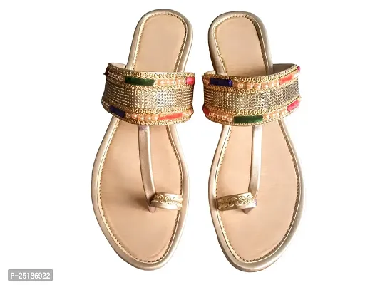 Women Embroidered Slip On Ethnic Flats Sandals-thumb0