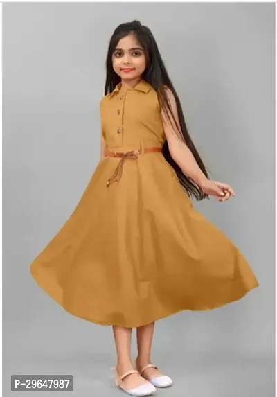 Solid Crepe Dress For Girls-thumb2