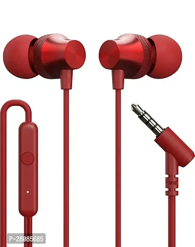 Stylish Red Wired - 3.5 MM Single Pin Noise Cancelling With Microphone Headphones