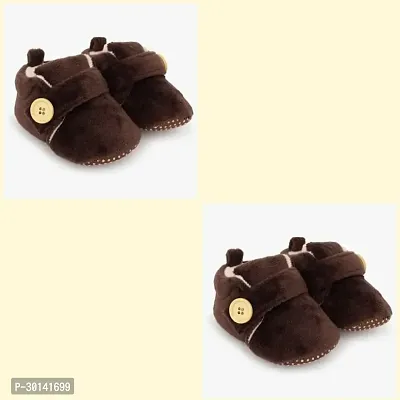 Trendy Brown Fleece Booties For Infants Pair Of 2