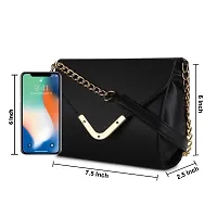 Amyence Trendy Stylish Crossbody Sling Bag for Girl Women for Party Office College (Black 1008)-thumb1