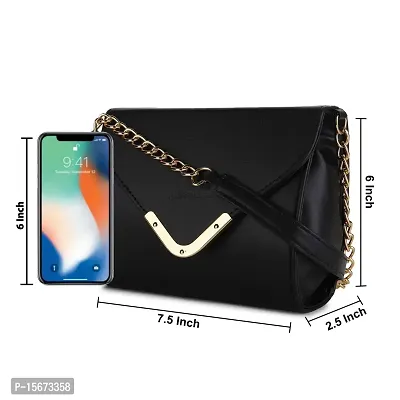 Amyence Trendy Stylish Crossbody Sling Bag for Girl Women for Party Office College (Black 1008)-thumb2
