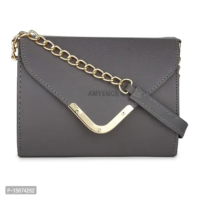 Amyence Trendy Stylish Crossbody Sling Bag for Girl Women for Party Office College (Grey 1008)-thumb0