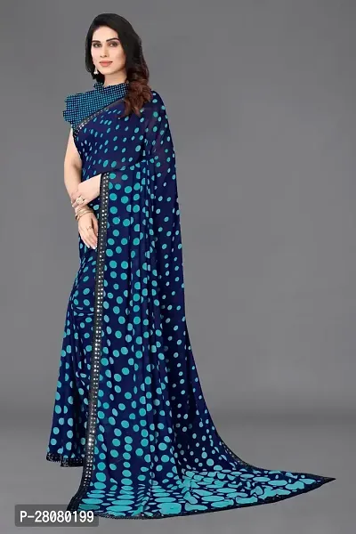 Trendy Georgette Printed Saree With Blouse Piece For Women-thumb0