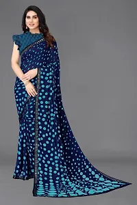 Trendy Georgette Printed Saree With Blouse Piece For Women-thumb2