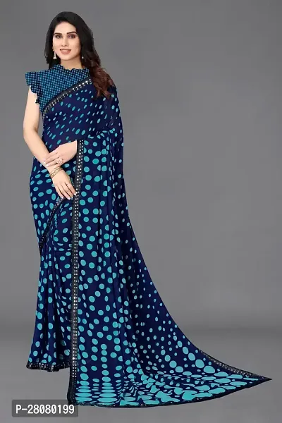 Trendy Georgette Printed Saree With Blouse Piece For Women-thumb3