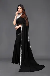 Women Georgette mirror border saree with  Unstitched Blouse Piecee black-thumb1