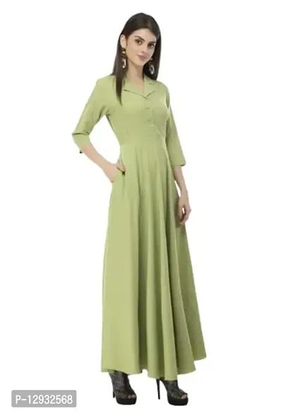 AA Fashion Women's Crepe A-Line Solid Pattern 3/4 Sleeve Semi-Stitched Gowns with Duppata [] Size :