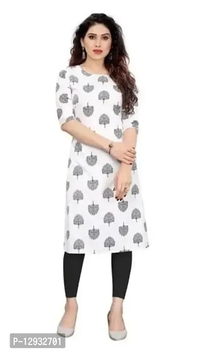 AA Fashion Women's Regular Printed Straight Crep Stitched Kurti (Multicolor) Size