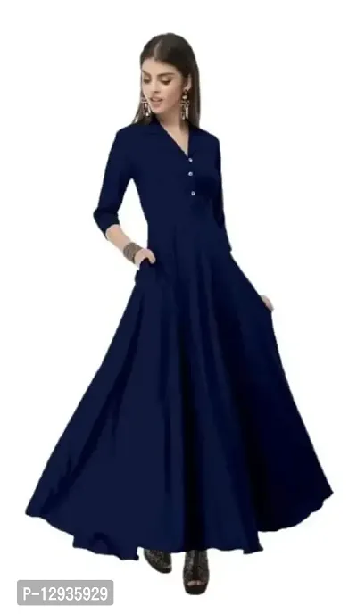 AA Fashion Women's Crepe A-Line Solid Pattern 3/4 Sleeve Semi-Stitched Gowns with Duppata [] Size :