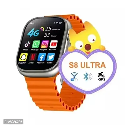 S8 Ultra Smartwatch in-Built Game, Spo2  Heart Rate Monitoring- Orange, Free Size