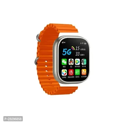 S8  Smartwatch Amoled High Resolution with All Sports Features Tracker, Bluetooth - Free Size, Orange-thumb0