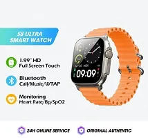 S8  Smartwatch Amoled High Resolution with All Sports Features Tracker, Bluetooth - Free Size, Orange-thumb2