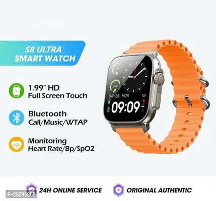 S8  Smartwatch Amoled High Resolution with All Sports Features Tracker, Bluetooth - Free Size, Orange-thumb3