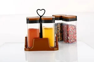 FOXY Products Dining Set Spice Rack | Pepper and Salt Container | Storage Jar for Tableware Product |Multipurpose Plastic Spice Container 4 Pcs Condiment Set (Multicolour), 10x10x10-thumb2