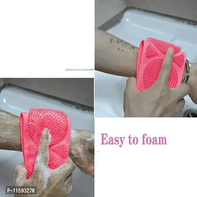 FOXY Silicone Body Back Scrubber Big Size 71x10cm, Double Side Bathing Brush for Skin Deep Cleaning Massage, Dead Skin Removal Exfoliating Belt for Shower (Multicolor) (Body Scrubber)-thumb5