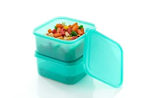 FOXY Plastic (Set of 3) Fridge Storage Boxes Fridge Organizer with Removable Drain Plate and Lid Stackable Fridge Storage Containers Plastic(1500ML , MULTICOLOUR) (Multicolour) (Green)-thumb1