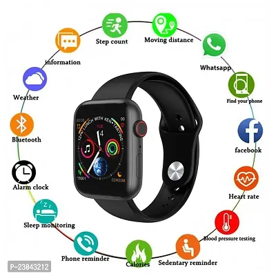 T500 Full Touch Screen Bluetooth Smart watch with Body Temperature, Blood Pressure, Heart Rate  with All 3G/4G/5G Android  iOS Smartphones for Men  Women (Black)-thumb2