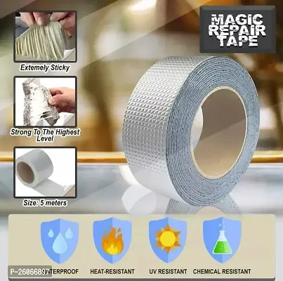 Leakage Repair Aluminum Waterproof Tape for Surface Crack, Roof, Pipe Repair Solution Aluminum Tape Waterproof Tape for Plastic,Metal,Concrete Repair Adhesive Sealing Butyl Rubber Tape-thumb4