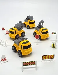 Engineering Car Set Construction Vehicles Truck Dump, Excavator, Crane, Cement Truck for Kids-thumb1