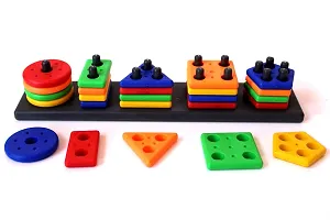 Educational Preschool Recognition Geometric Board Blocks Stack Sort Chunky Puzzles for Kids-thumb4