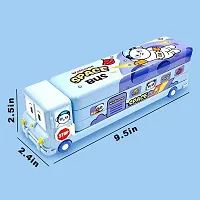 Branded Metal Double Decker Bus Shape Pencil Box for Kids with Moving Tyres 3 Compartments Pencil Case for Boys Girls MULTI COLOR-thumb3