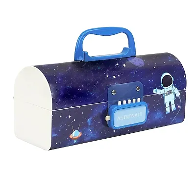 JOY MAKER Space Theme Pen  Pencil Box ndash; Suitcase Style Password Lock Pencil Case, Multi-Layer Pencil Box for Kids, Boys, Girls, Stationary Organizer Case for Kids, Return Gift for Kids (Multicolor)