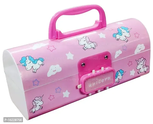 JOY MAKER Kids Pen  Pencil Box ndash; Suitcase Style Password Lock Pencil Case, Multi-Layer Pencil Box for Kids, Boys, Girls, Stationary Organizer Case for Kids, Return Gift for Kids (Cute-Pink)-thumb0