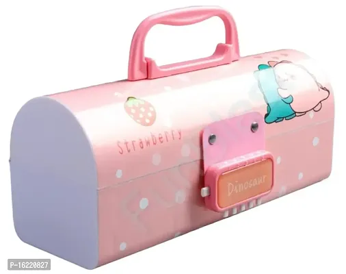 JOY MAKER Pen  Pencil Box for Girls ndash; Suitcase Style Password Lock Pencil Case, Multi-Layer Pencil Box for Kids, Boys, Girls, Stationery Organizer Case Box, Geometry Box, Return Gift for Kids (Pink)-thumb0
