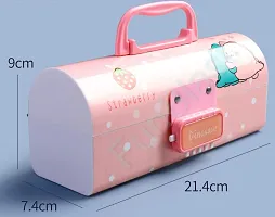 JOY MAKER Pen  Pencil Box for Girls ndash; Suitcase Style Password Lock Pencil Case, Multi-Layer Pencil Box for Kids, Boys, Girls, Stationery Organizer Case Box, Geometry Box, Return Gift for Kids (Pink)-thumb1