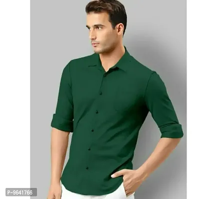 Attractive Cotton Blend Solid Full Sleeves Casual Shirt For Men