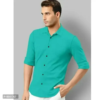 Attractive Cotton Blend Solid Full Sleeves Casual Shirt For Men-thumb0