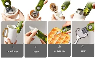 keskriva 3 in 1 Multifunctional Cleaning Brush Tiny Bottle Cup Lid Detail Straw Cleaner Tools Multi Functional Brush, Water Multipurpose Gap Home Kitchen Crevice Cleaning Set Silicone Holder(Pack of 1-thumb3