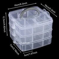 keskriva 3 Layers 18 Grid Plastic Transparent Jewellery Storage Box Portable Jewellery Box Jewelry, Makeup Vanity Box (1 pcs)-thumb3