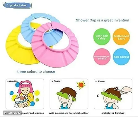 keskriva Adjustable Safe Soft Bathing Baby Shower Hair Wash Cap For Children, Baby Bath Cap Shower Protection For Eyes And Ear, Bathing Baby Shower Cap, Baby bath Cap, Baby Shower Cap (Pack of 3)-thumb5