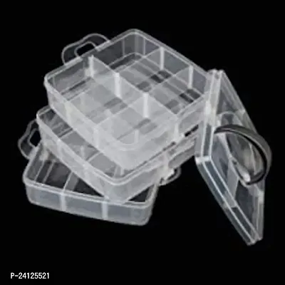 keskriva 3 Layers 18 Grid Plastic Transparent Jewellery Storage Box Portable Jewellery Box Jewelry, Makeup Vanity Box (1 pcs)-thumb2