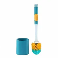 keskriva Toilet Brush with Liquid Dispenser Wall Mounted Slim Holder Stand High Deep Easy Cleaning (Non Slip Soft Bristles) for Bathroom/Kitchen and Home Washroom Standard Size (Pack of 1)-thumb1