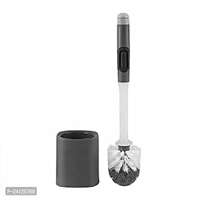 keskriva Toilet Brush with Liquid Dispenser Wall Mounted Slim Holder Stand High Deep Easy Cleaning (Non Slip Soft Bristles) for Bathroom/Kitchen and Home Washroom Standard Size (Pack of 1)